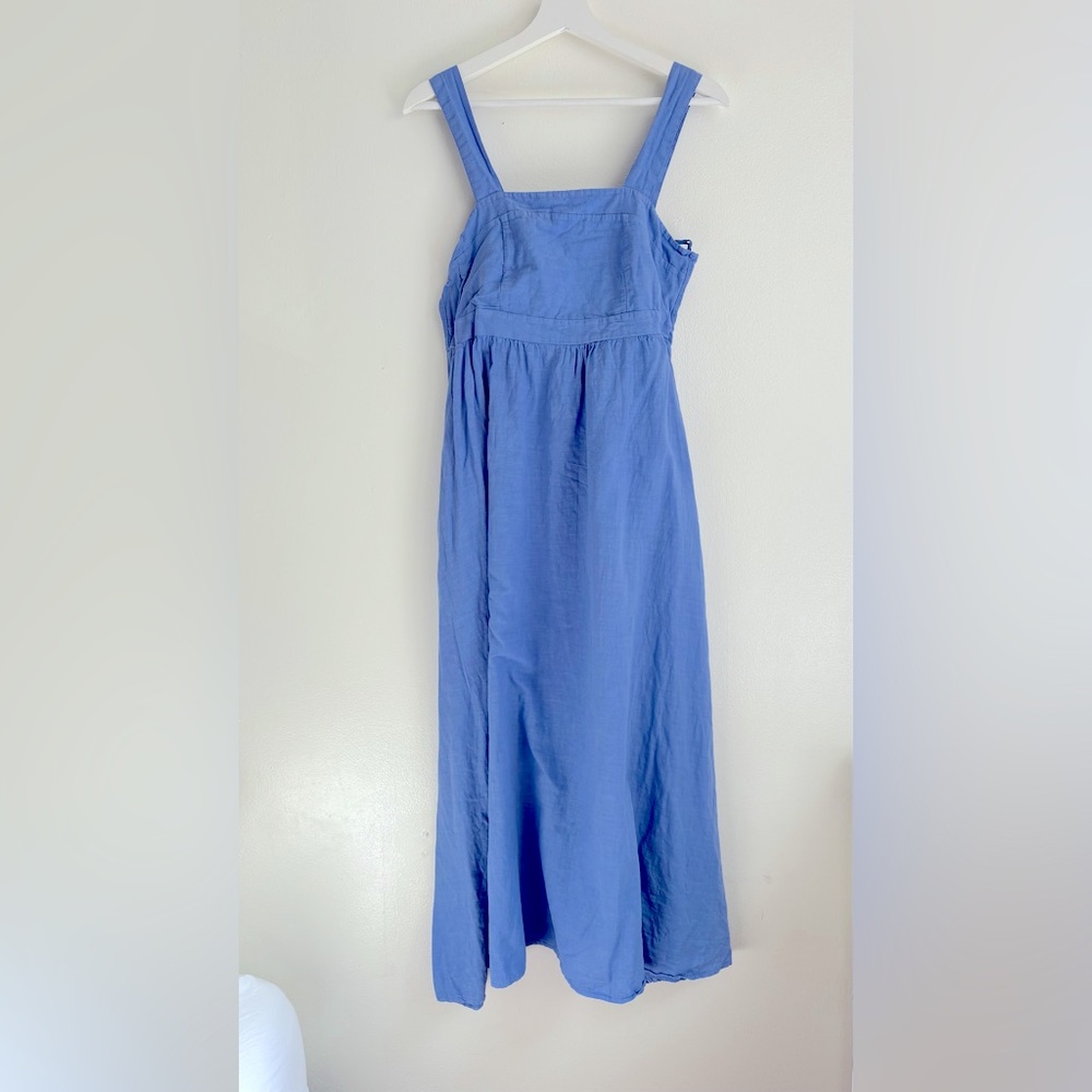 SPIGHE DI LINO Blue Sleeveless Square Neck Sundress